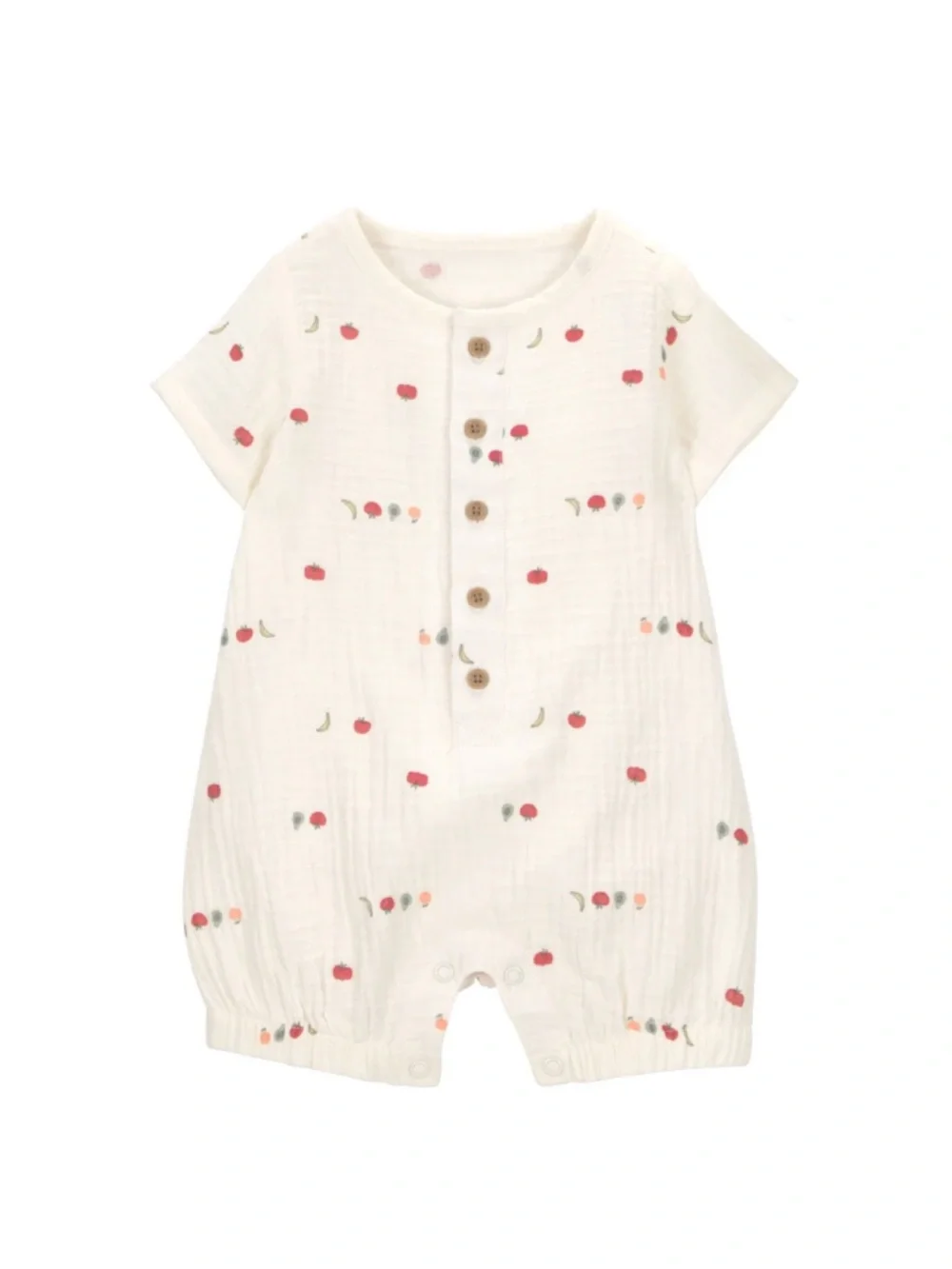 Carter's Cream Romper and Bucket Hat Set With Veggie Print